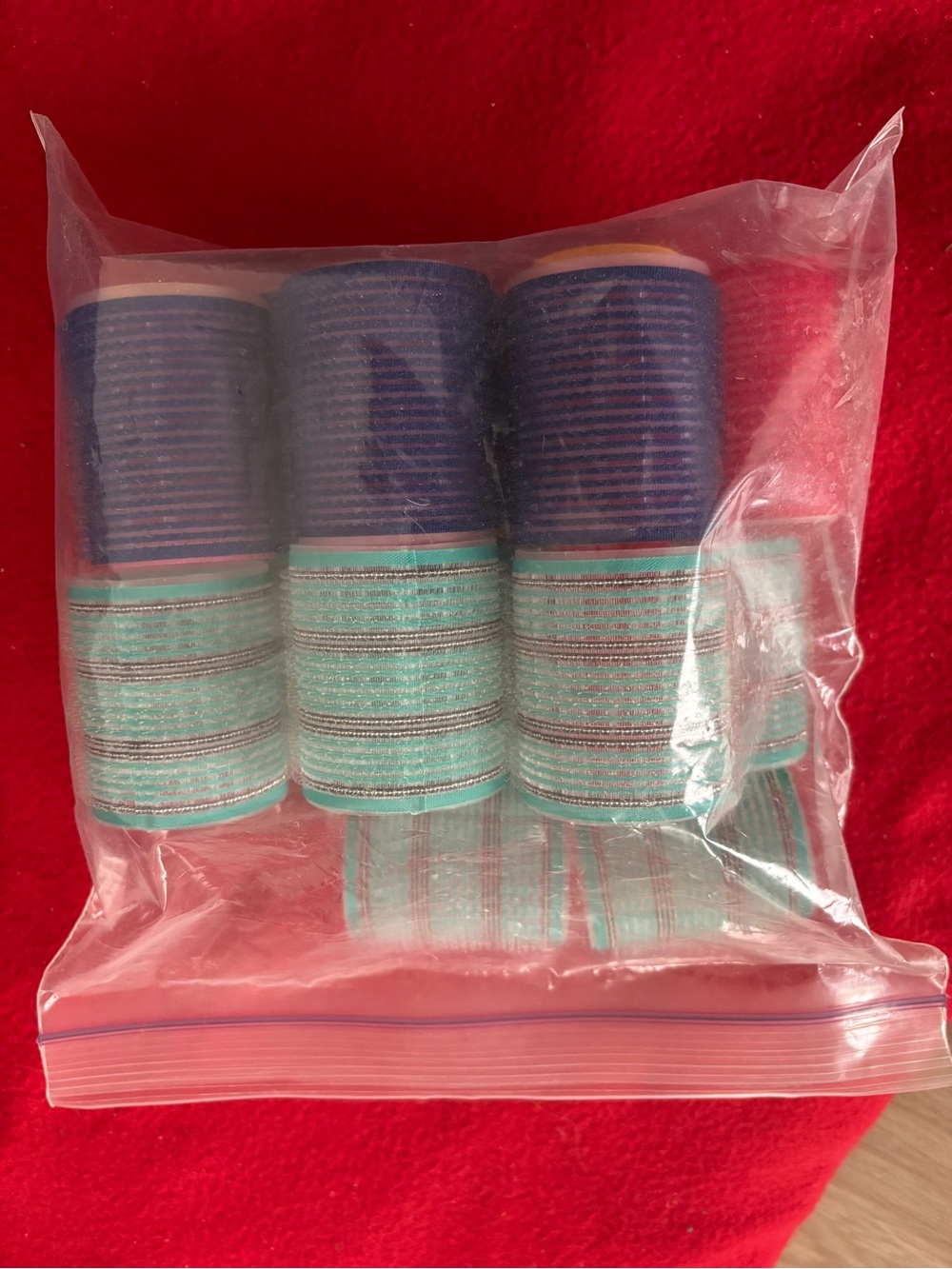 Velcro Hair Rollers Set - Blue & Teal - Picture 2 of 3